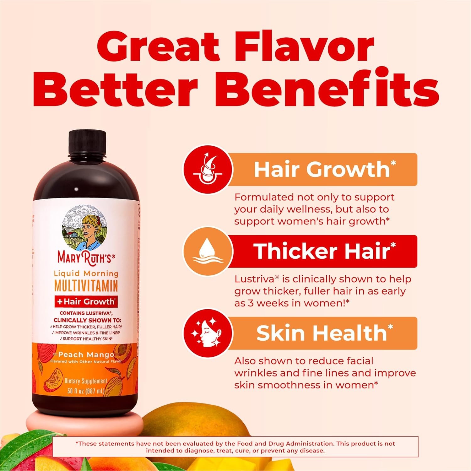 MARYRUTH’S Liquid Multivitamin+Hair Growth|Clinically Tested for Thicker 10000mc