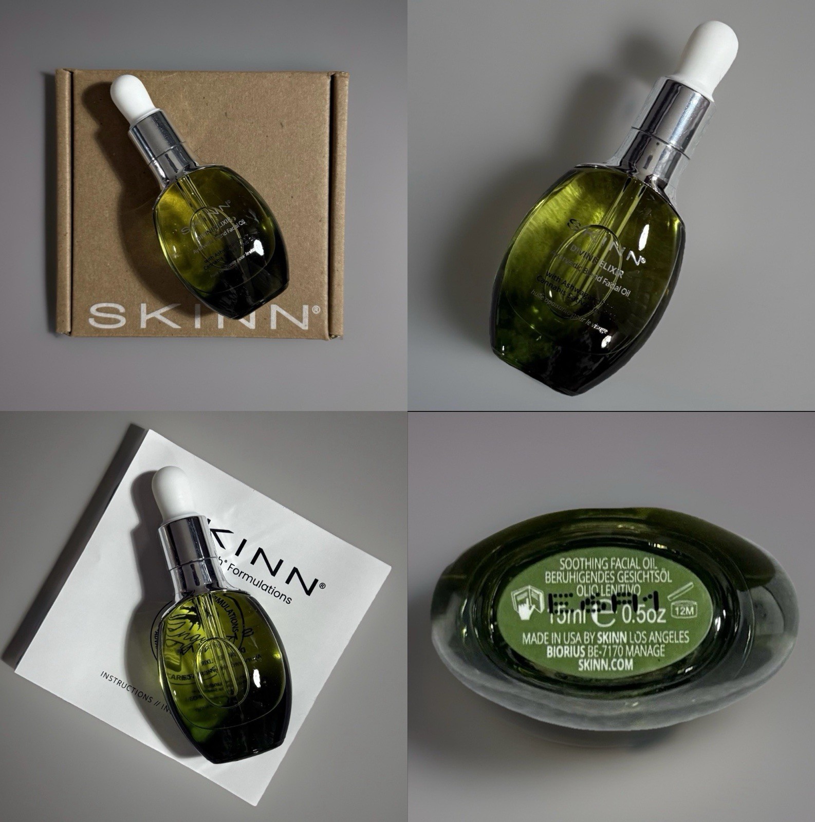 SKINN Cosmetics Divine Elixir Ayurvedic Blend Facial Oil 1oz Firming Serum NEW