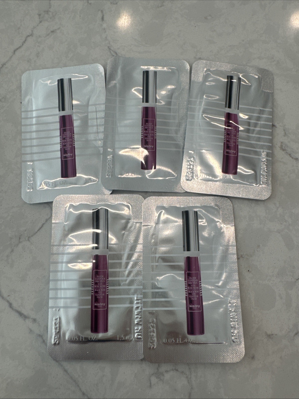 5 x Sisley Black Rose Eye Contour Fluid Sample Packs – 1.5ml/.05oz each