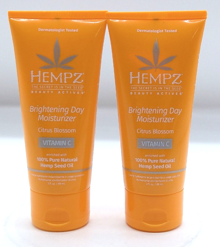 2Pk- Hemptz Brightening Day Moisturizer Citrus Blossom W/Vita C, 3 Fl. Oz. Each