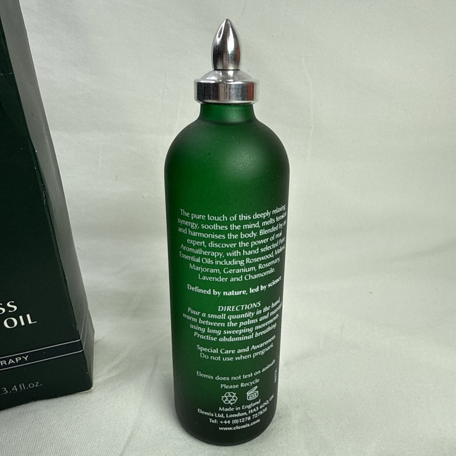 Elemis De Stress Massage Oil Aromatherapy 3.4 fl. oz. Green Bottle NEW Relax