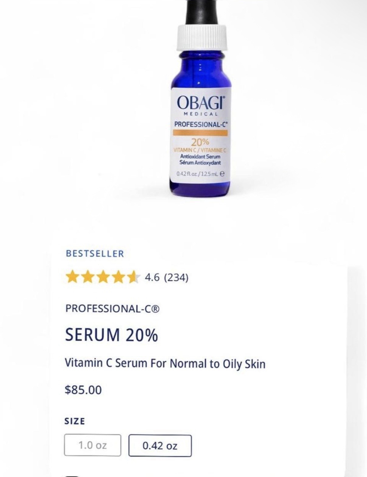 Obagi Medical Professional 20% Vitamin C L-Ascorbic Acid 0.42 fl oz NEW ($85+!)