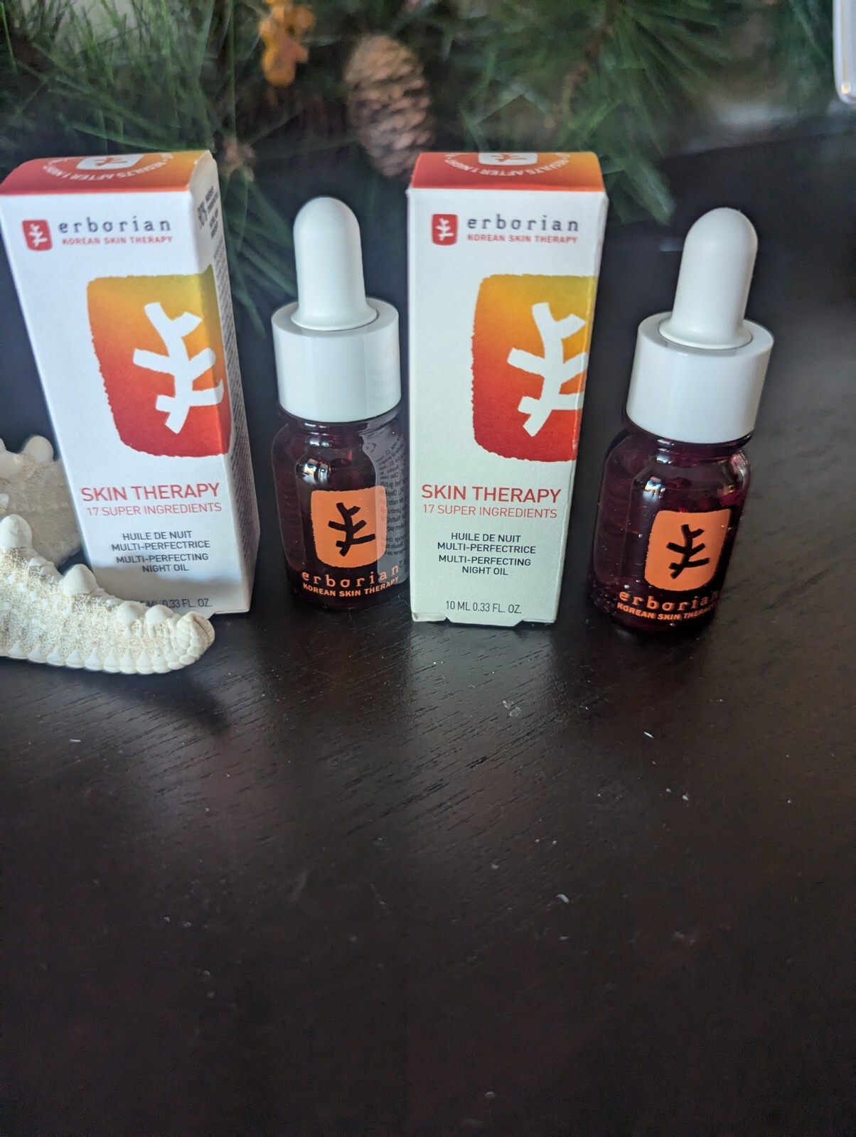 2x erborian SKIN THERAPY Multi-Perfecting Night Oil 10 mL .33 fl oz NIB Lot of 2