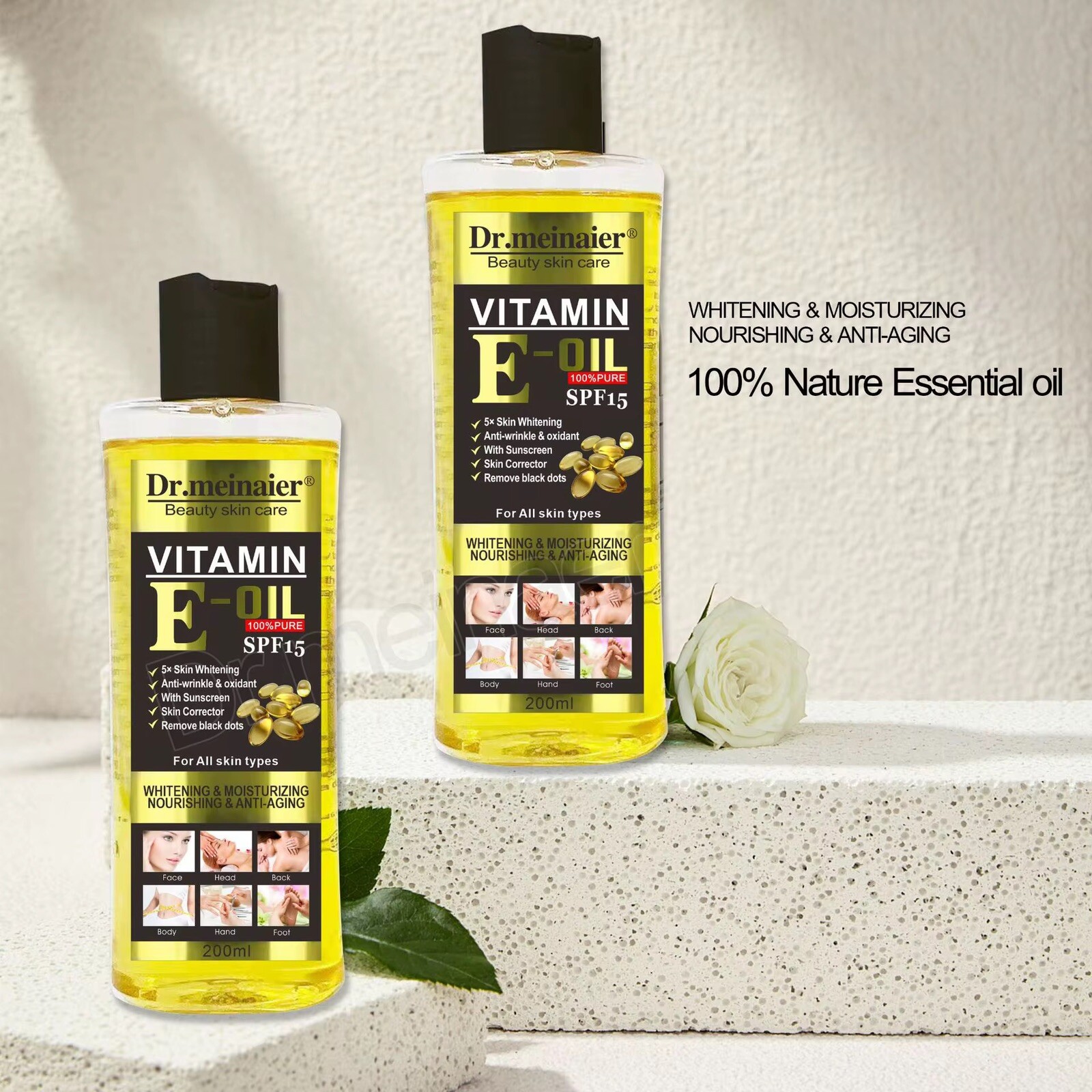Vitamin E Whitening Body Oil with sunscreen SPF-15 200 ml USA Stock