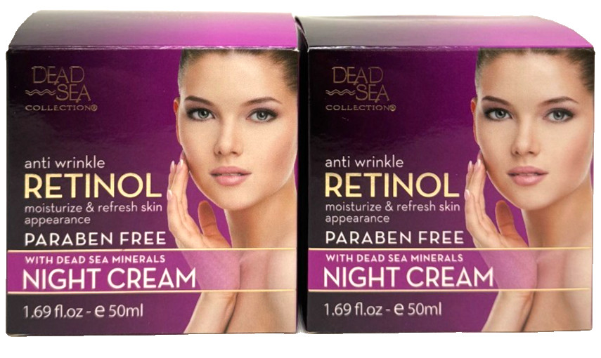 2 Dead Sea Minerals Anti Wrinkle Retinol Moisture Refresh Night Cream 1.69 oz