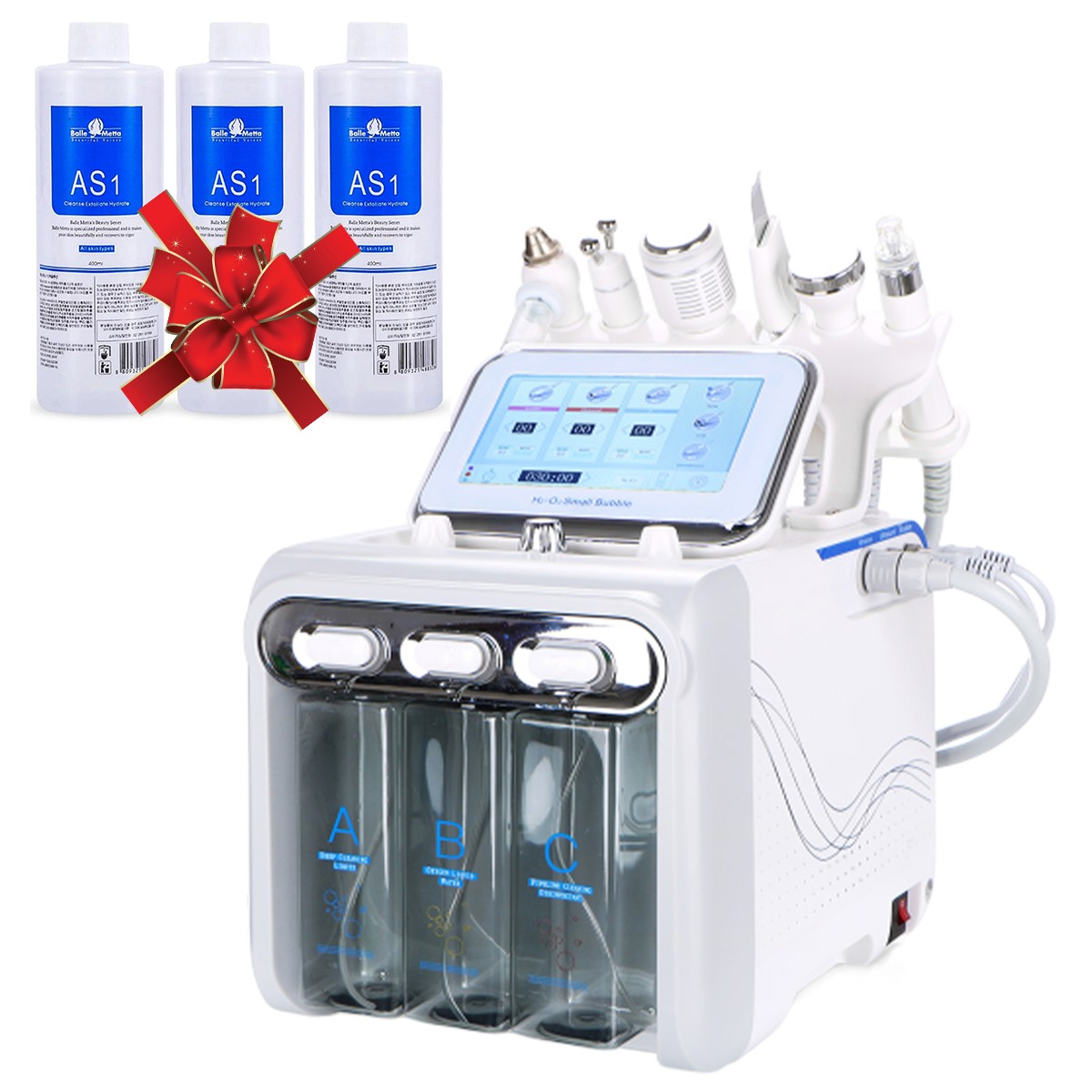 6 in 1 Hydro Dermabrasion Machine for Facial Care Spa + 3Pc*400ml Peel Solution