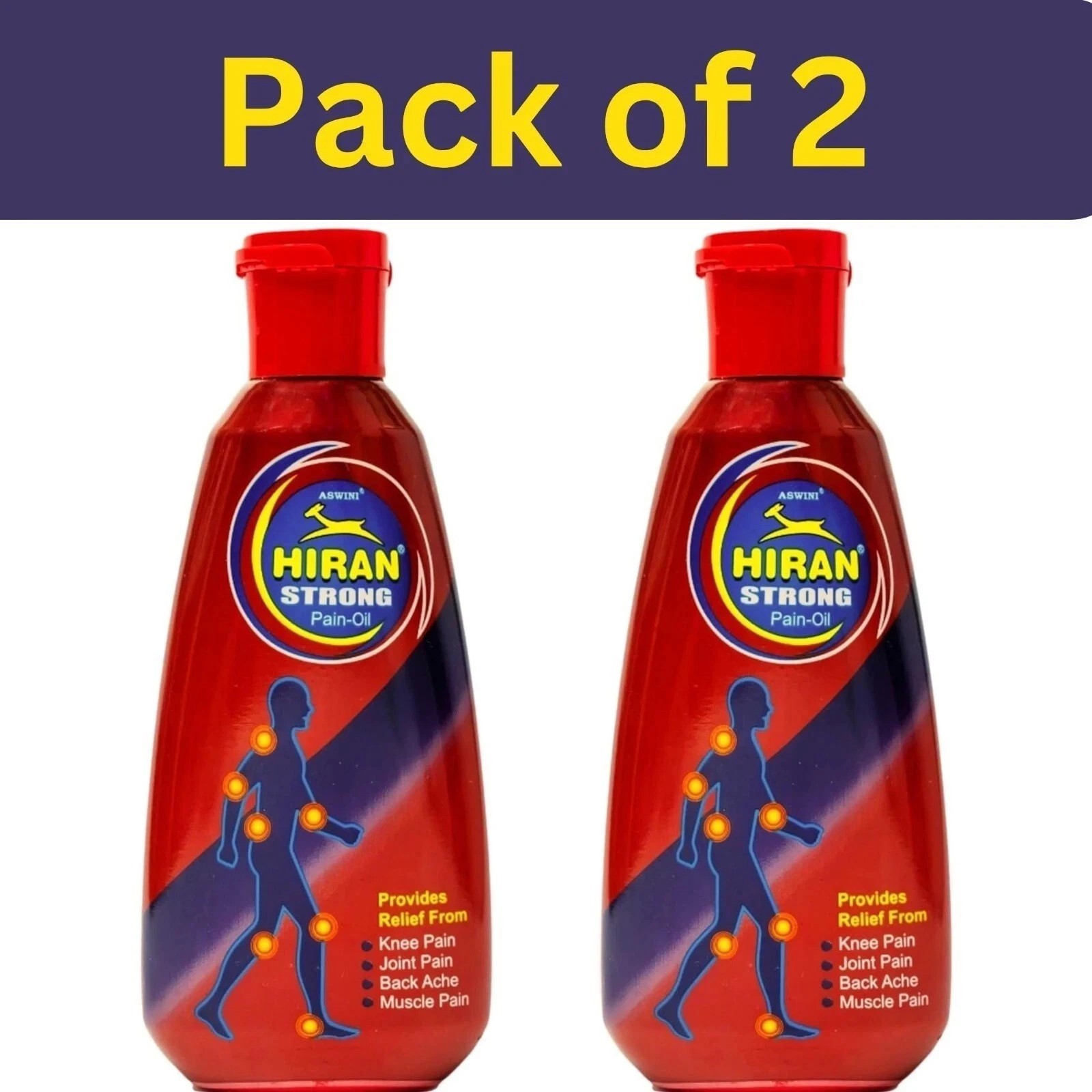2x Aswini Hiran Pain Relief Oil & Get Relief From Knee, Joints & Back Pain -80ml