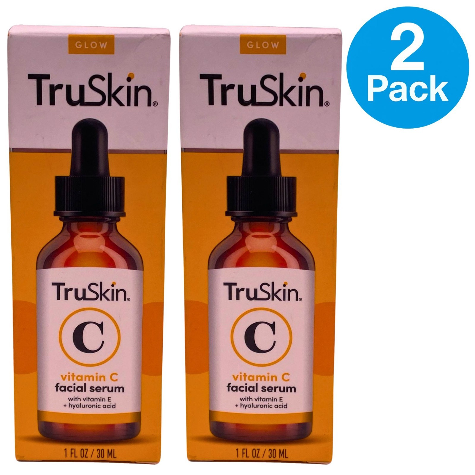 TruSkin Vitamin C Facial Serum with Vitamin E & Hyaluronic Acid 1oz 2 Pack New