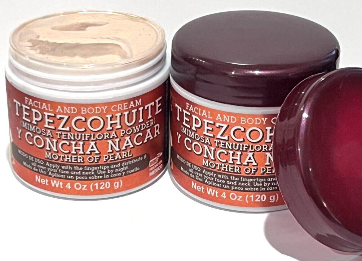 Crema de Tepezcohouite y concha nacar 4oz (120g) 2pz FACIAL AND BODY CREAM