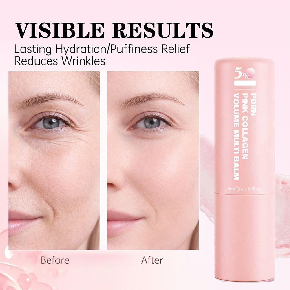 Pink Collagen Volume Multi Balm Stick – Wrinkle & Hydrating Stick for Face, Lips