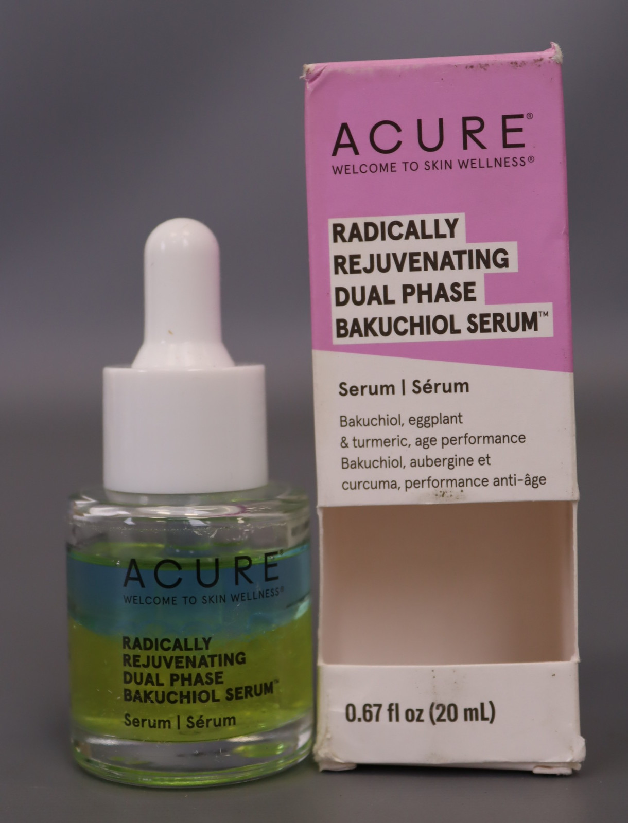 Acure Radically Rejuvenating Dual Phase Bakuchiol Serum, 100% Vegan 0.67 oz