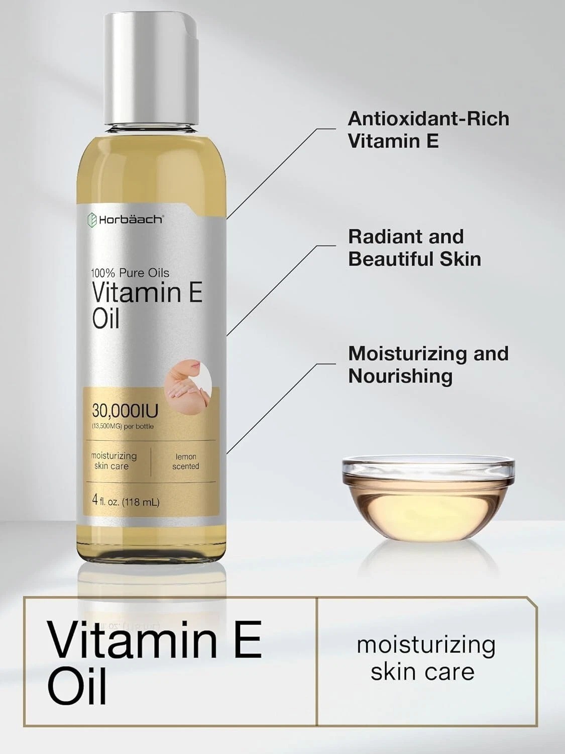 Vitamin E Oil for Skin 30,000 IU | 4 Fl Oz | 100% Pure Oils | Moisturizing Oil |