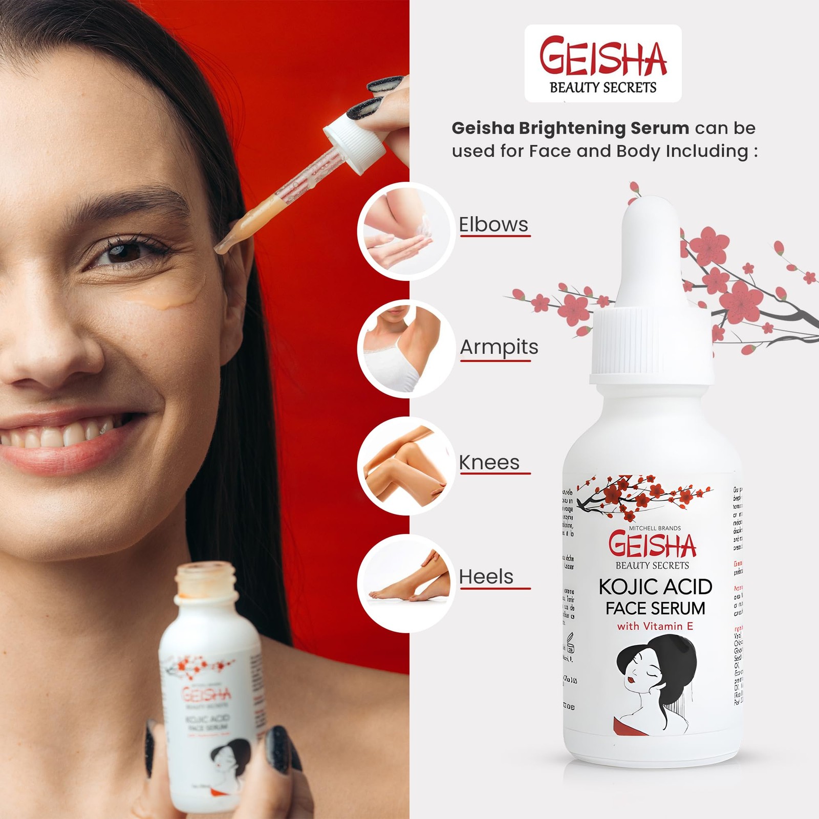 Geisha, Kojic Acid Serum, 1 Fl oz / 30ml, Helps to Reduce Dark Spots on Face,…