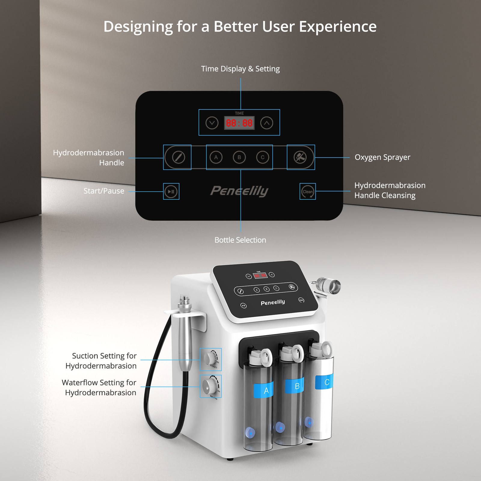 Portable Hydro Dermabrasion Machine, Hydra Cleaner & Oxygen Mist Sprayer Device