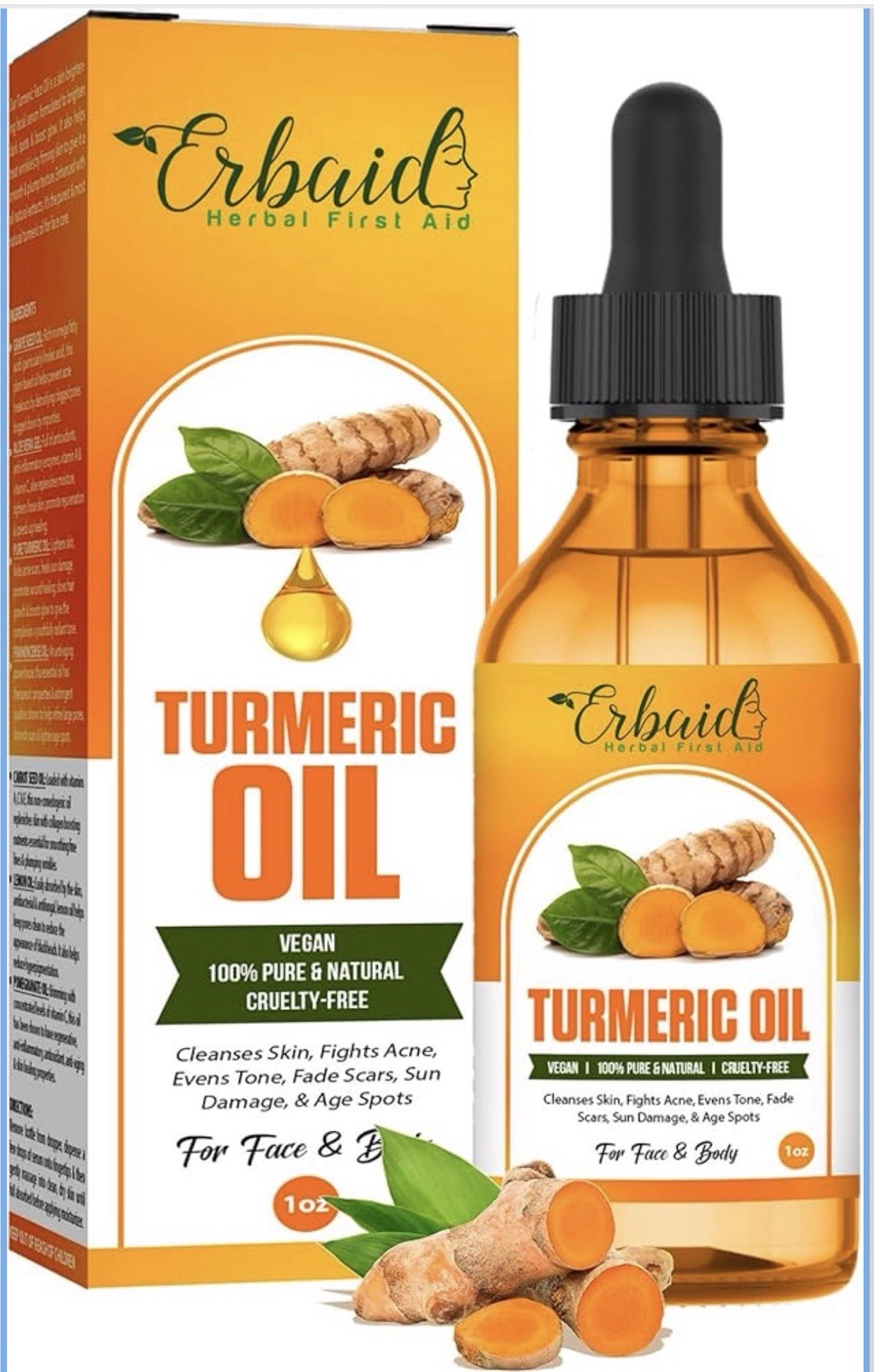 Turmeric Oil – Dark Spot Facial Serum for Face & Body – Natural Skin Brightening