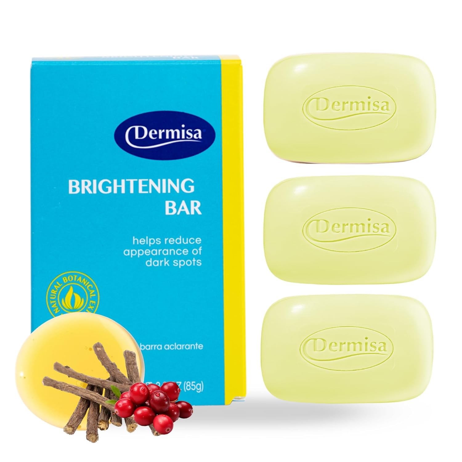Dermisa Brightening Bar with Kojic Acid, Licorice Root, Bearberry Extract | NO P
