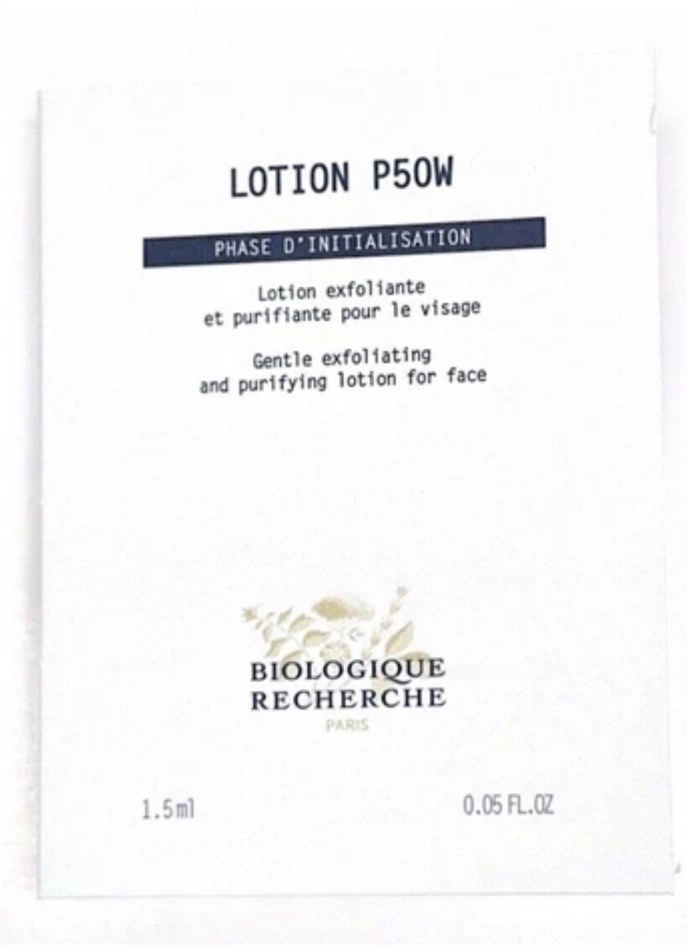 Biologique Recherche LOTION P50W Travel Size 1.5ml/.05fl Oz. New!