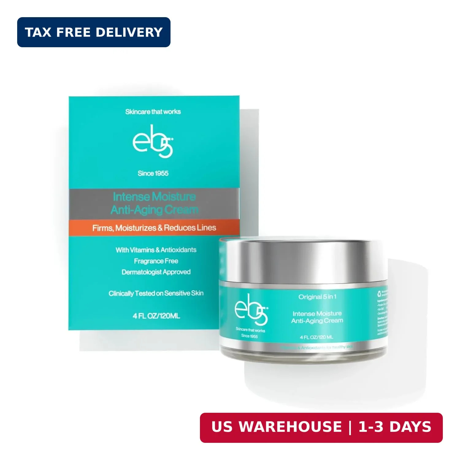 eb5 Intense Moisture Anti Aging Moisturizer Face and Neck Cream- Tone & Tighten