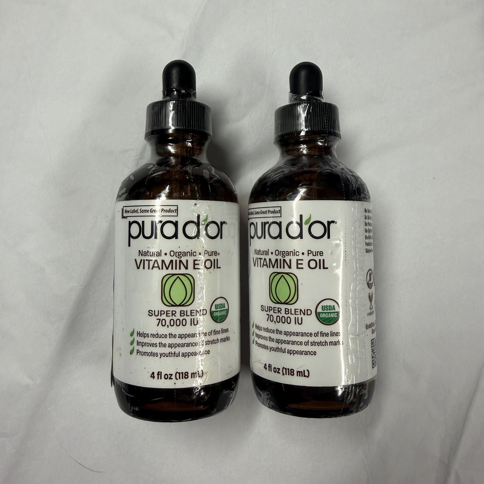 Lot Of 2 PURA D’OR Natural Organic Pure Vitamin E Oil Super Blend 70,000 IU