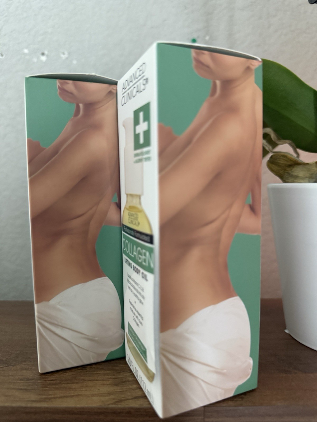 2 Pack- Advanced Clinicals Collagen Lift-Tighten-Hydrate-Neck-Body Oil 3.8 Fl Oz