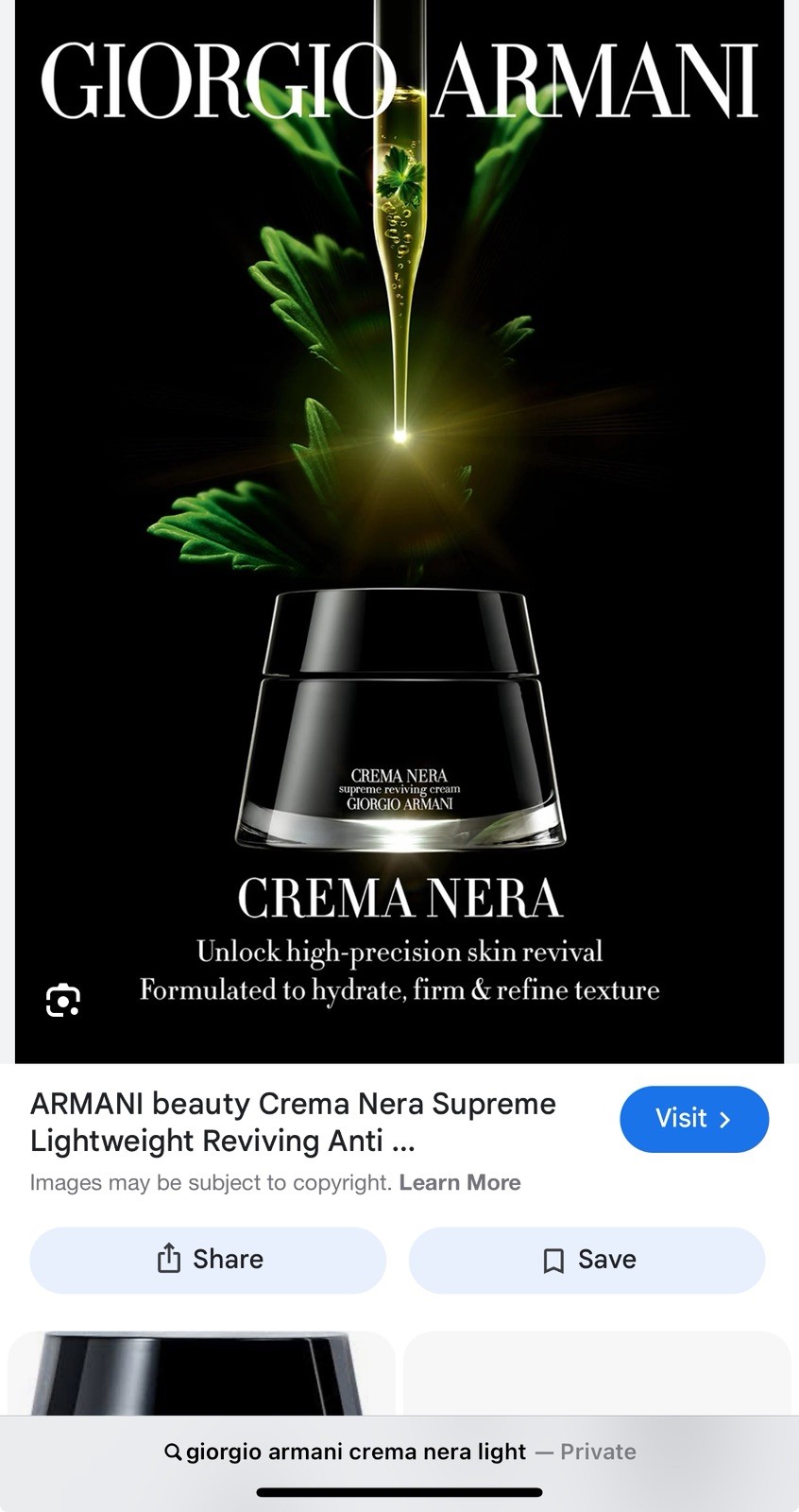 Giorgio Armani Beauty Crema Nera Supreme Reviving Light Repairing Cream