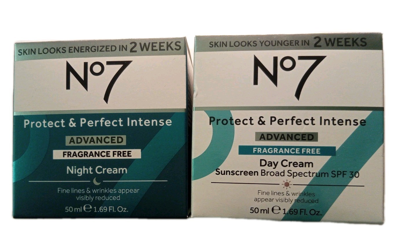 Lot Of 2 No7 Protect & Perfect Intense Day/Night Cream Fragrance SPF30 Exp-9/28