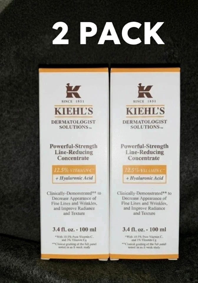 Kiehl’s POWERFUL-STRENGTH Line Reducing Concentrate. 3.4 oz/100 ml (2 PACK)