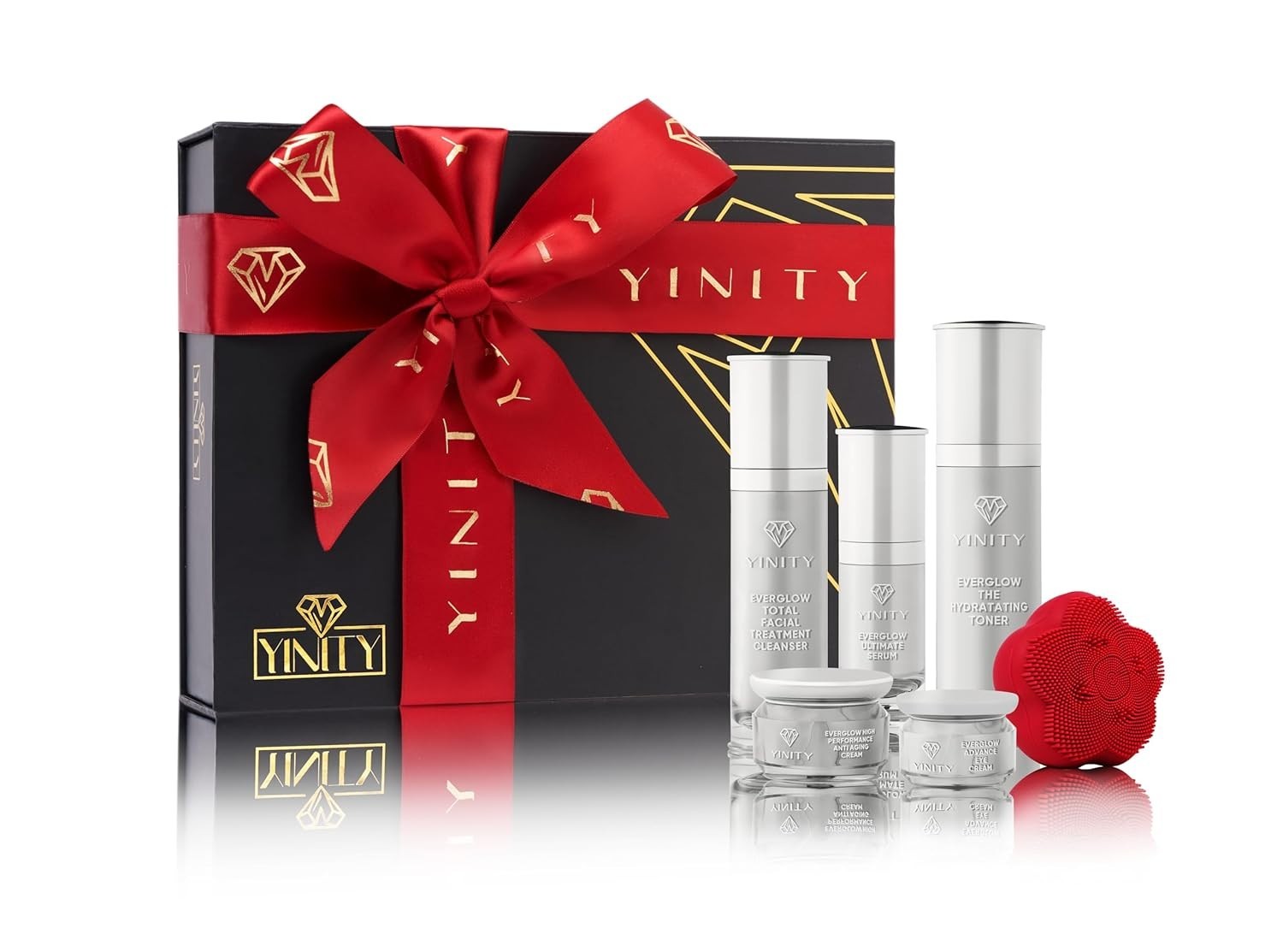 Luxury Anti-Aging Skincare Gift Set, 6-Step Facial Routine, Sonic Face Brush
