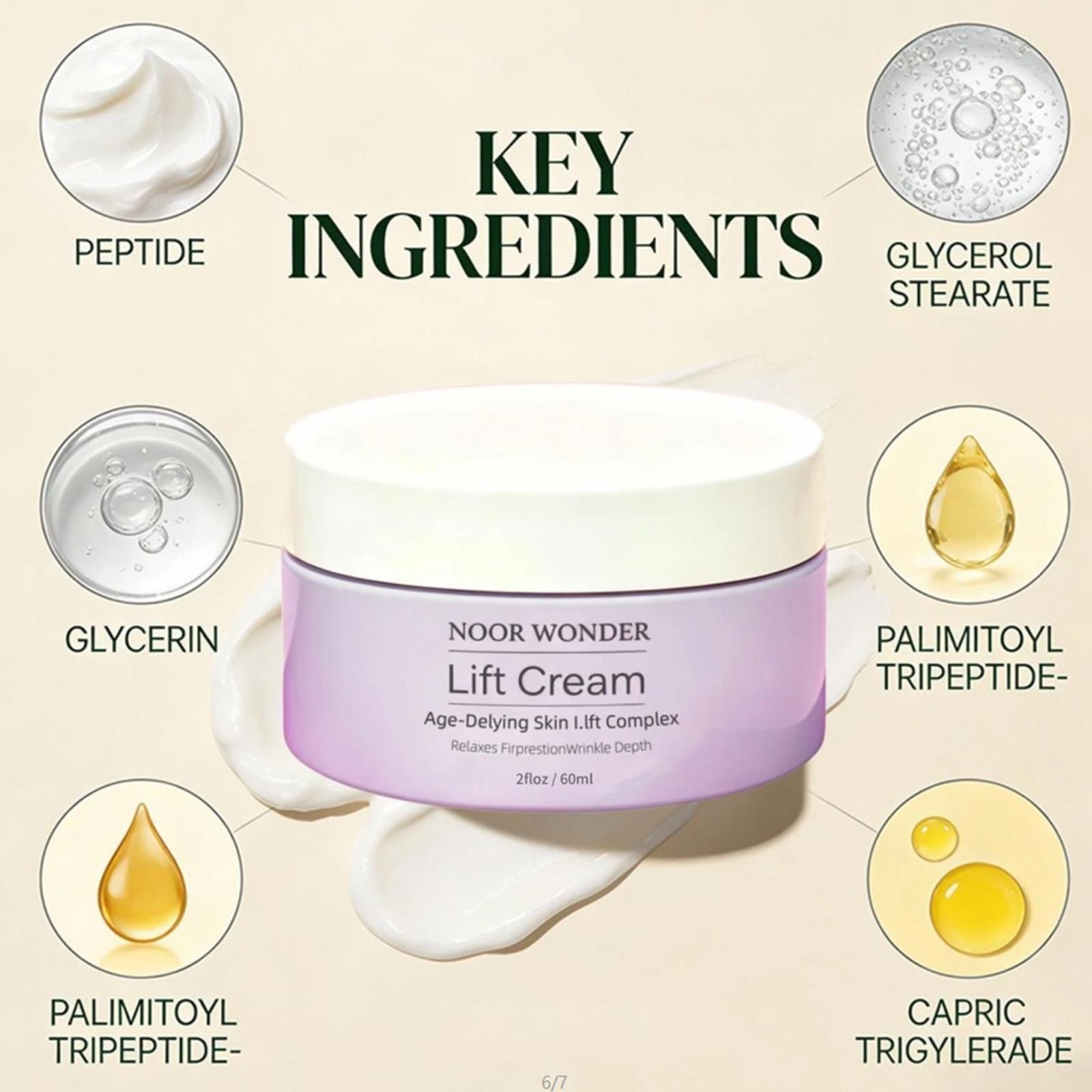Wonder Noor Lift Cream Anti-Wrinkle Firming Anti-Aging Skin Care 60ML