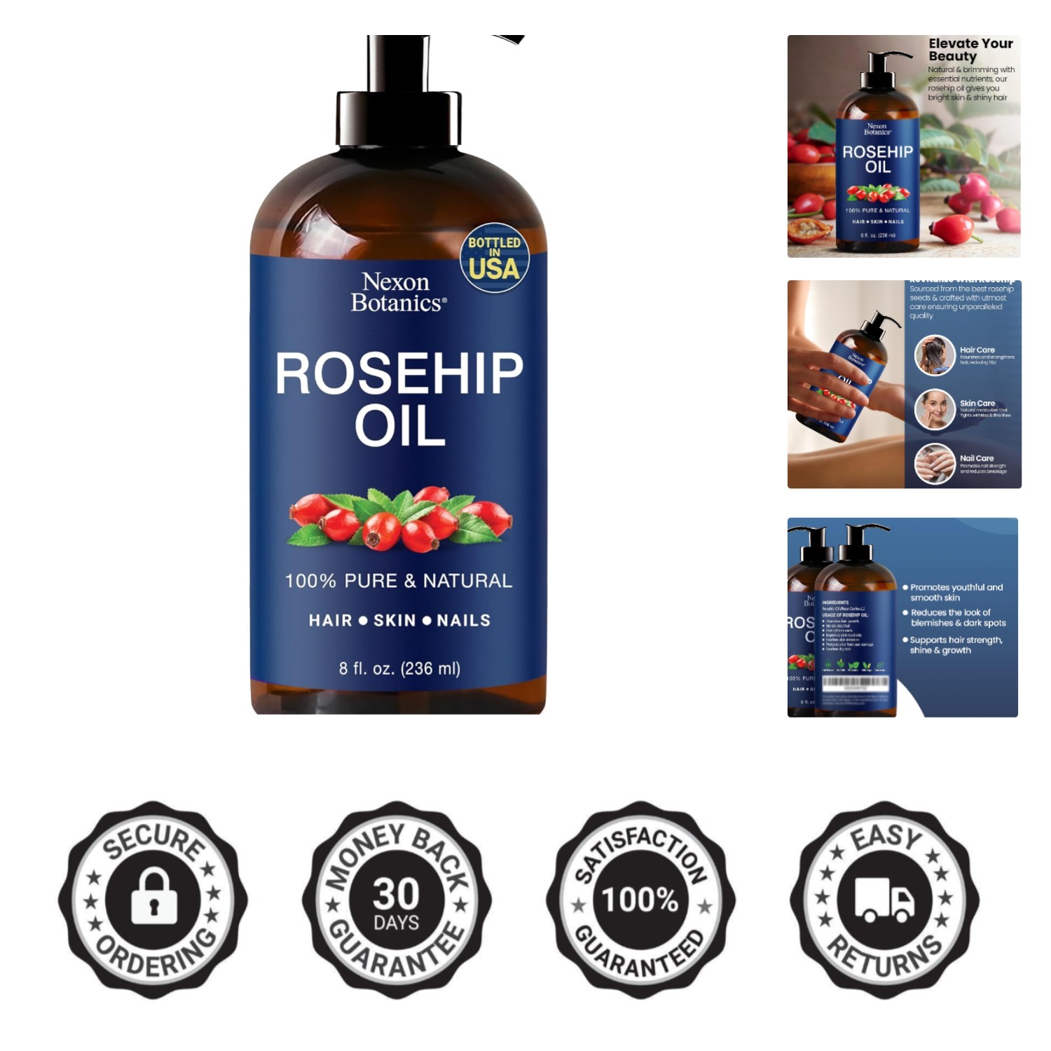 Rosehip Oil 8 oz – Anti-Aging & Moisturizing for Gua Sha & Aromatherapy