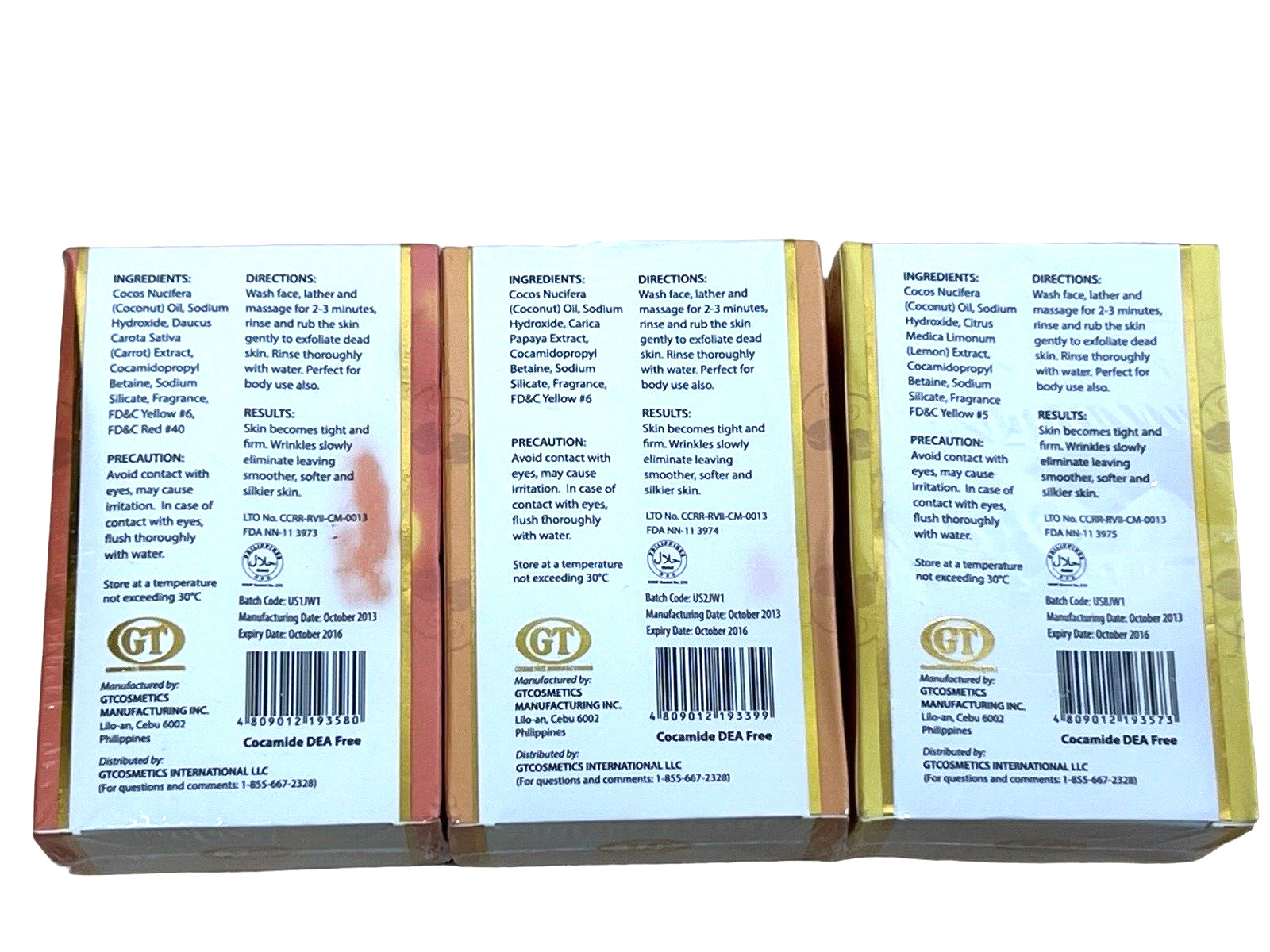 3 GT facial herbal Carrot, Papaya, Lemon skin tightening anti-aging soap