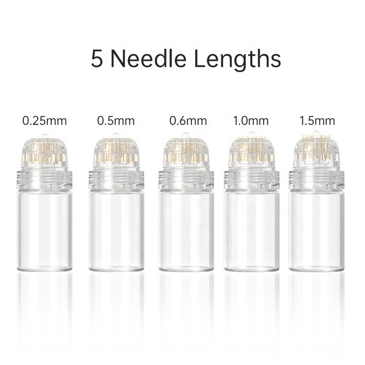 Portable 20 Pin 0.25-1.5 mm Gold Titanium System Tool for Facial Skin Care Salon