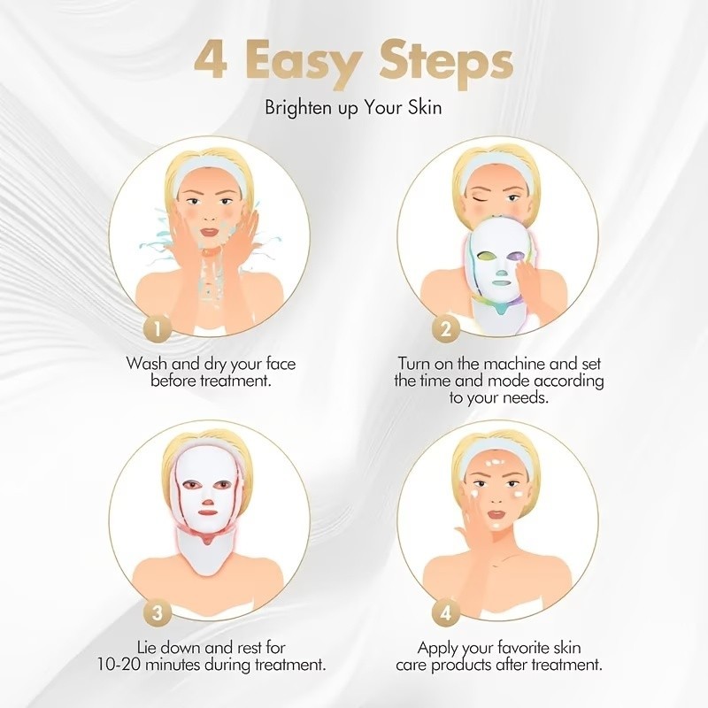 Red Light Therapy Mask 7-Color LED Face Mask Light Therapy Device with 850nm NIR
