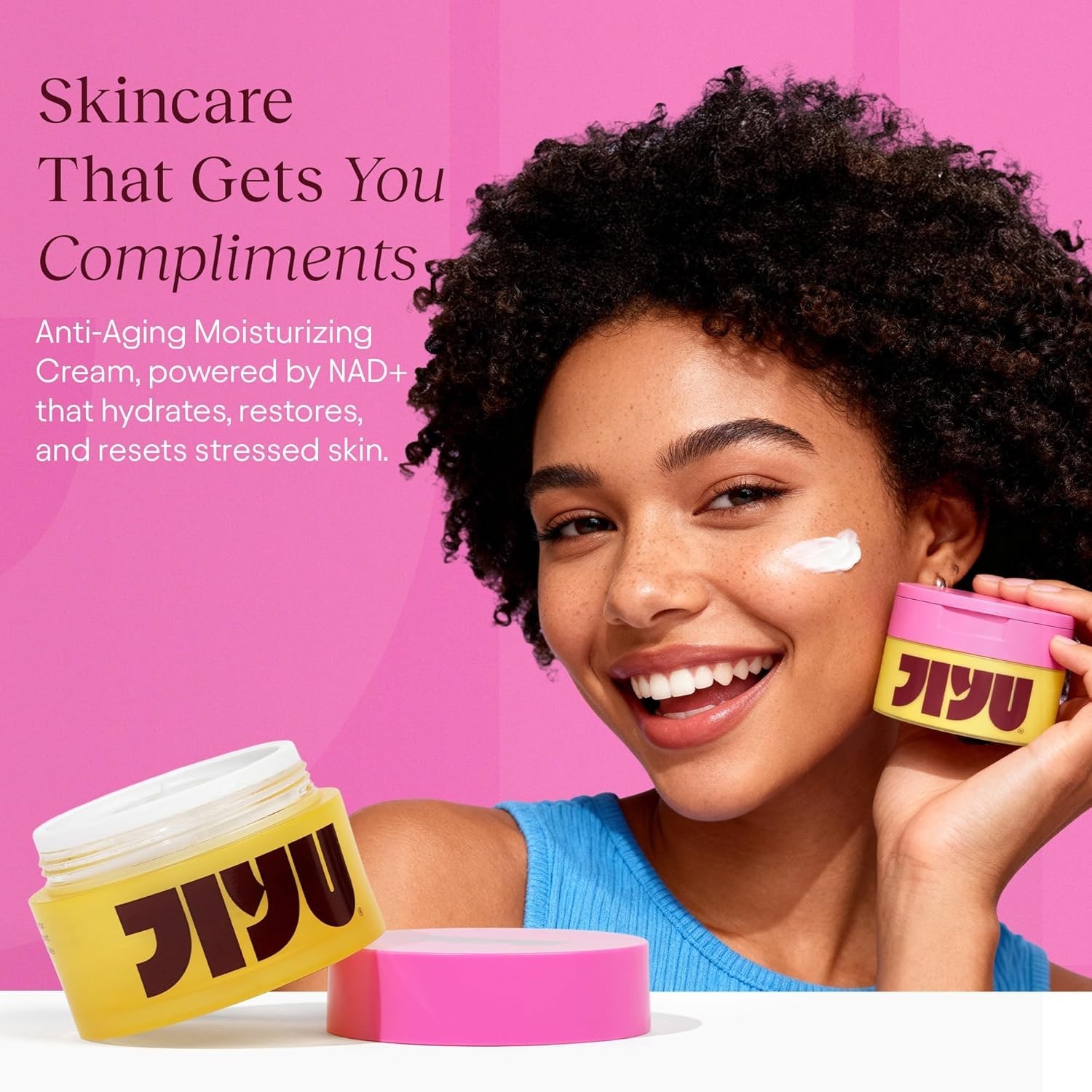 JiYu NAD+ Face Moisturizer Complexioncare + Toning Pads 100ct Hydrating 50ml Set