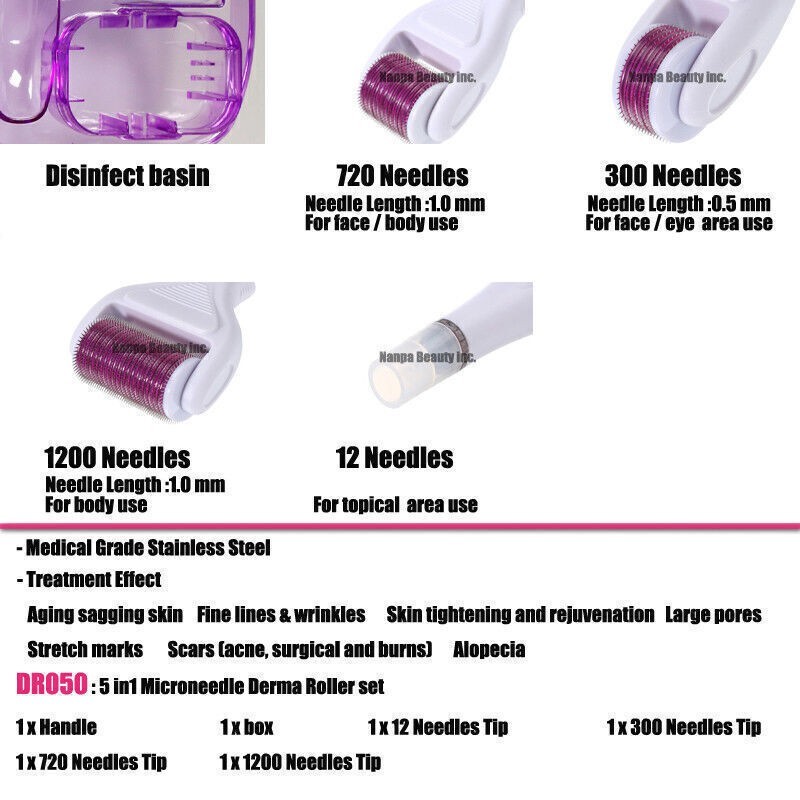 5in1 Micro Pin Derma Roller Set Anti-Aging Acne Stretch Marks Removal Treatment