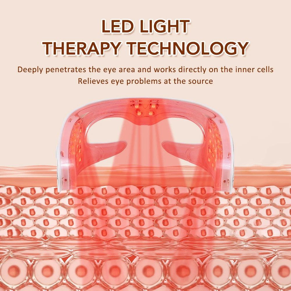 LED Red Light Therapy Eye Device Vibration Massage Reduce Dark Circles, Wrinkles