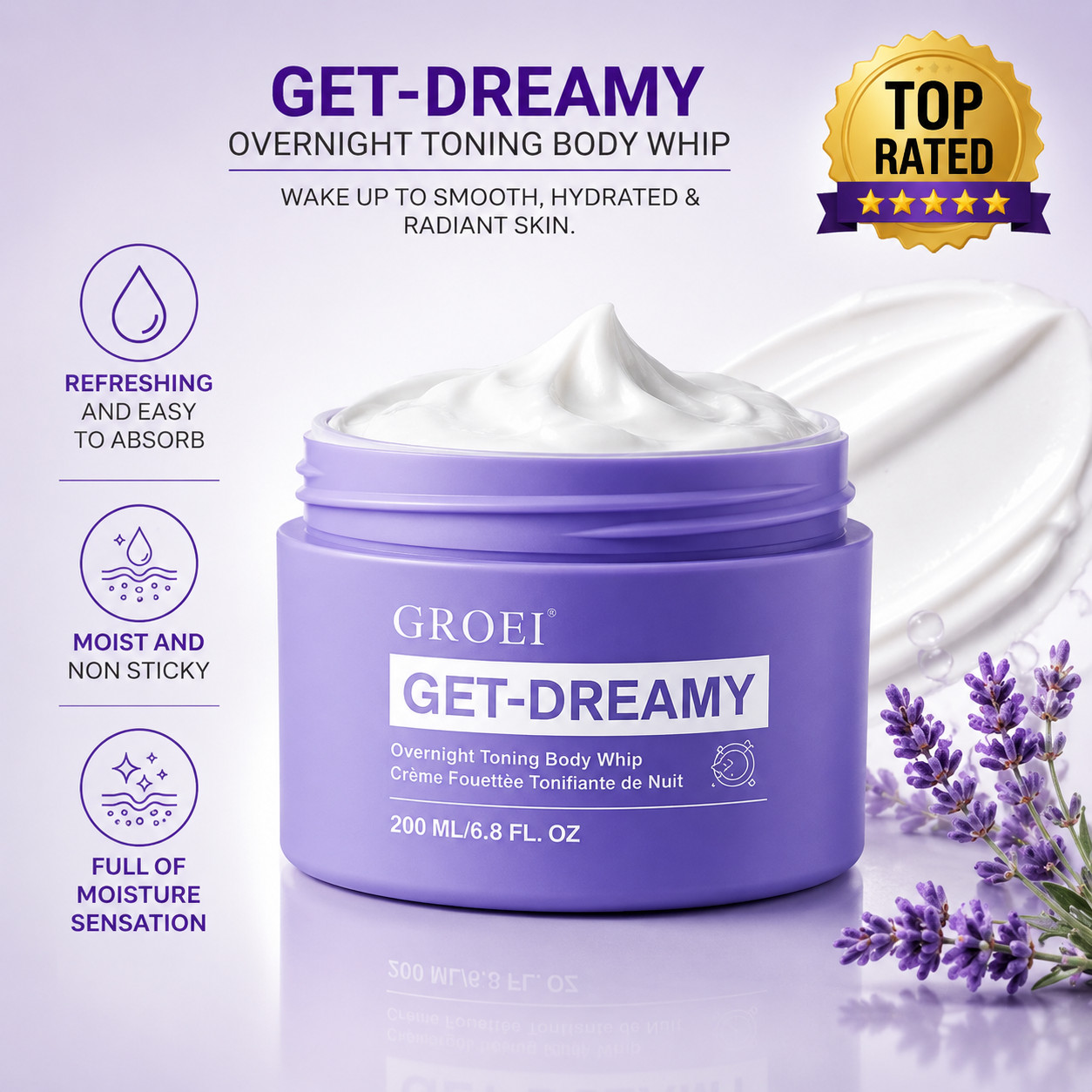 Groei Get-Dreamy Overnight Toning Body Whip – 6.8 fl oz/200 ml – New Sale
