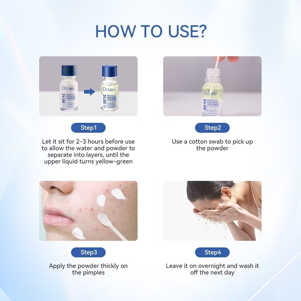2 BOTTLES-Dr.Leo Acne Essence Salicylic Acid Anti-acne Serum Lighten Acne Scars