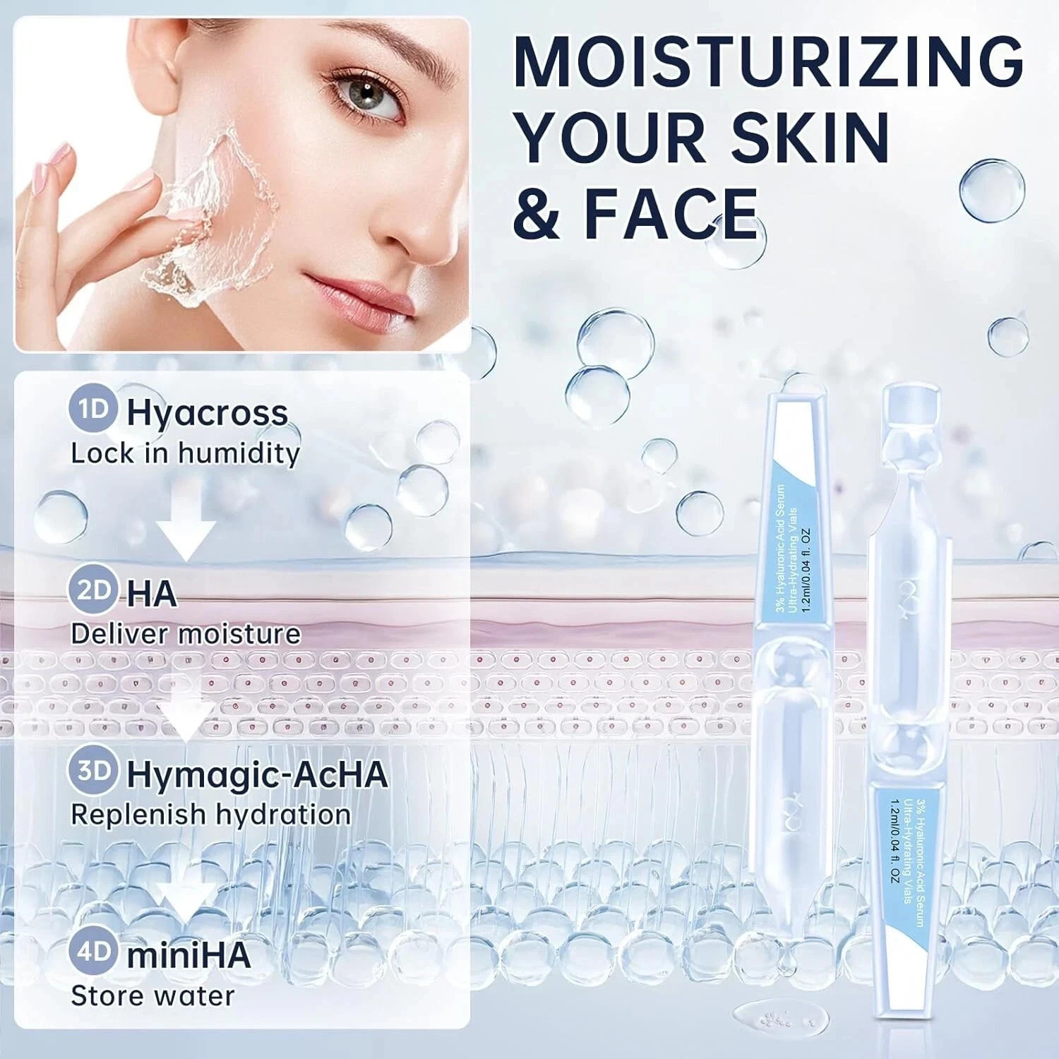 60PCS 3% Hyaluronic Acid Serum – Anti-Aging & Hydrating for Dry & Sensitive Skin