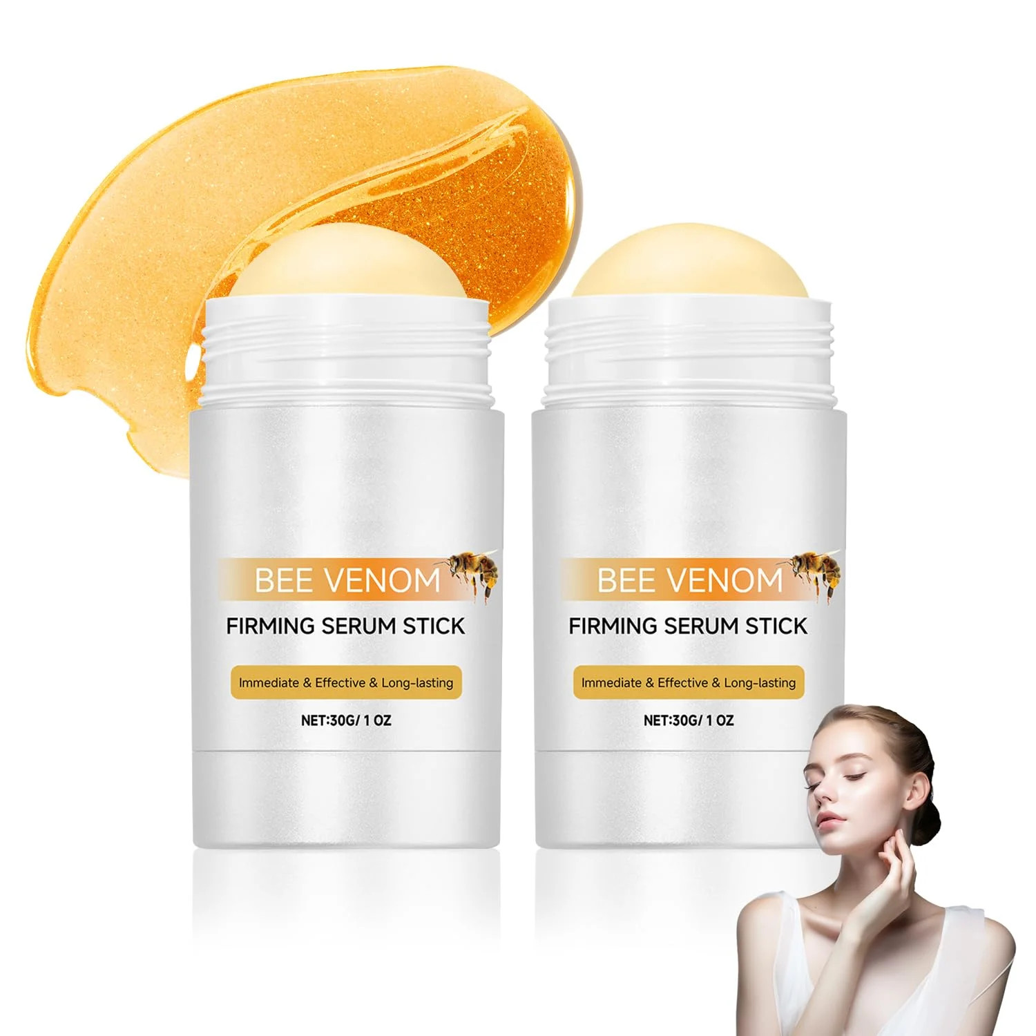 2PCS Bee Venom Firming Serum Stick, Bee Venom Wrinkle Removal Cream, Firming Cre