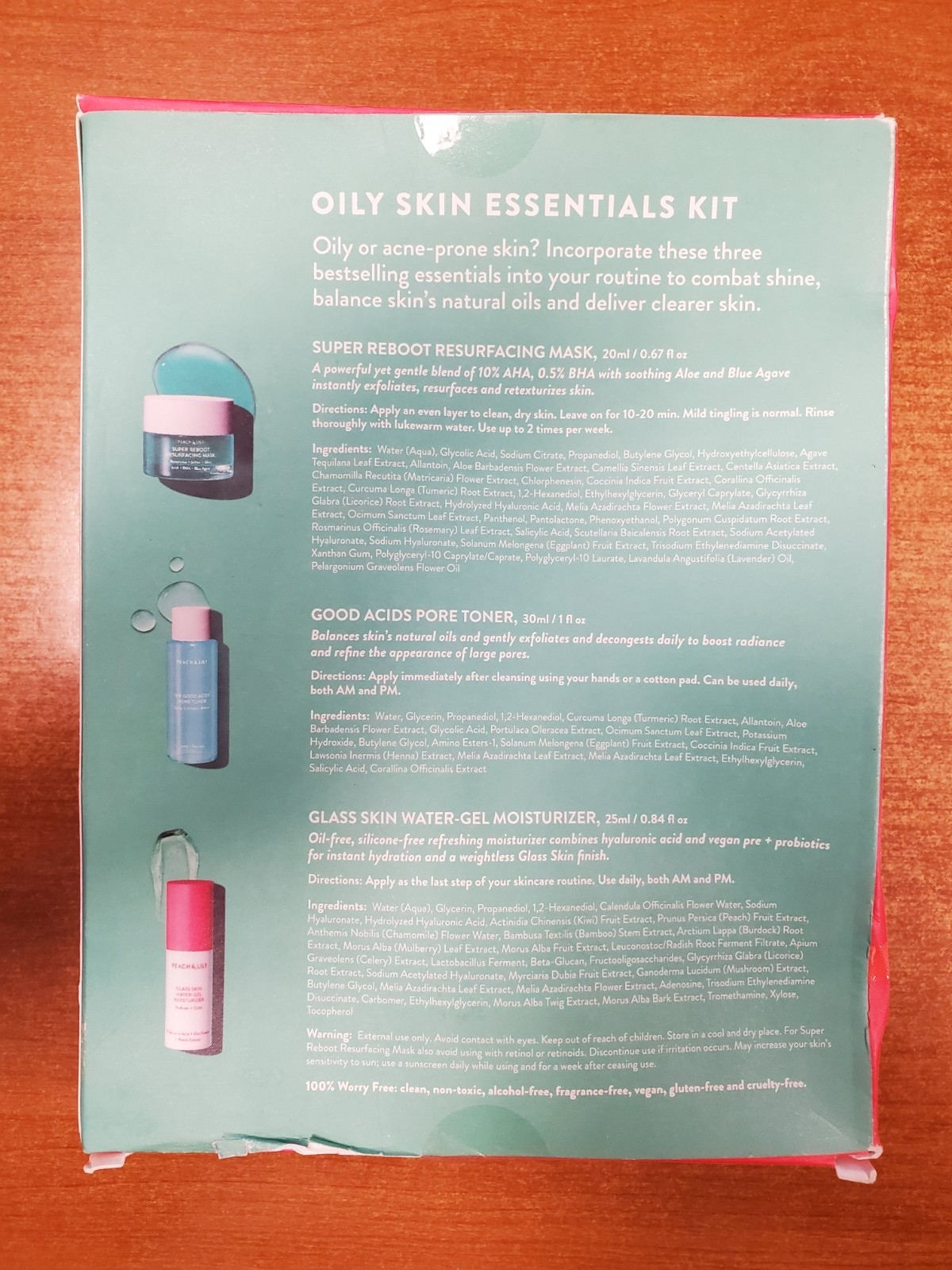 PEACH & LILY SET Oily Skin Essentials Kit Toner/Moisturizer/Resurfacing Mask 8C
