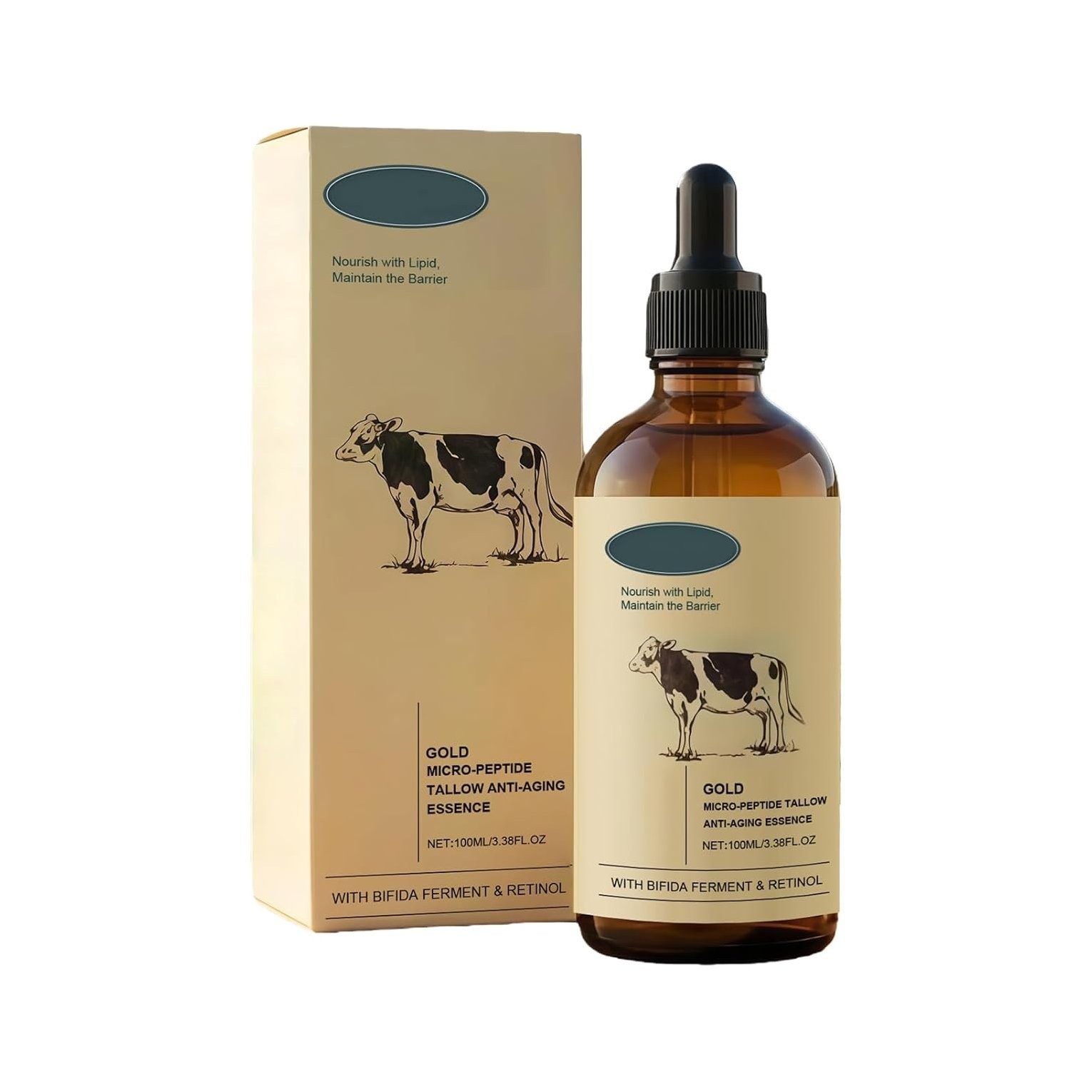 1Pcs Retinol Golden Micro Peptide Tallow Serum,Tallow-Based Facial Essence with