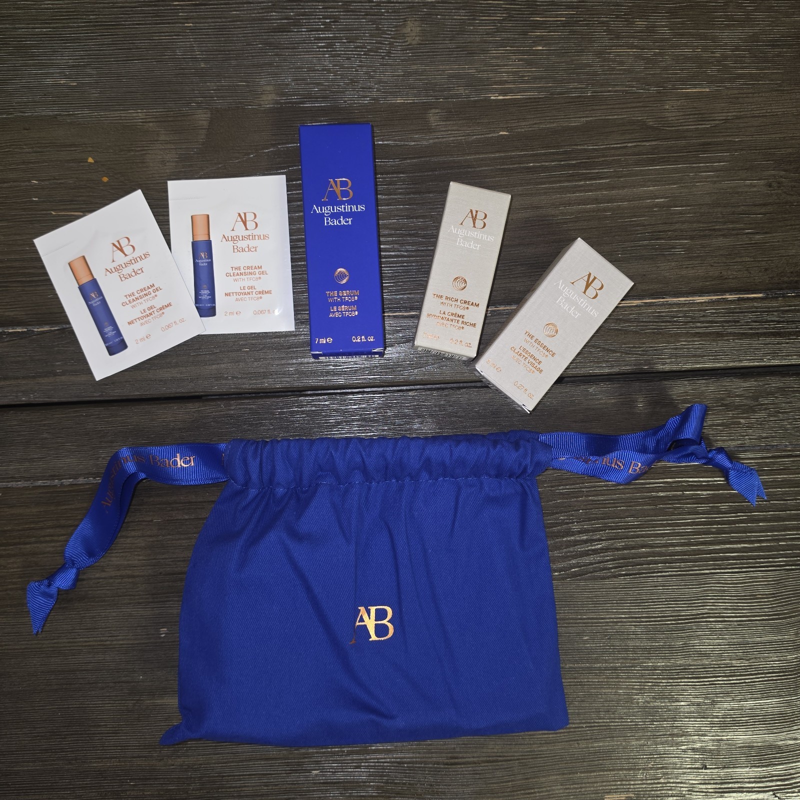 Augustinus Bader 5pc samples, bag: The Serum,The Essence, Rich Cream samples