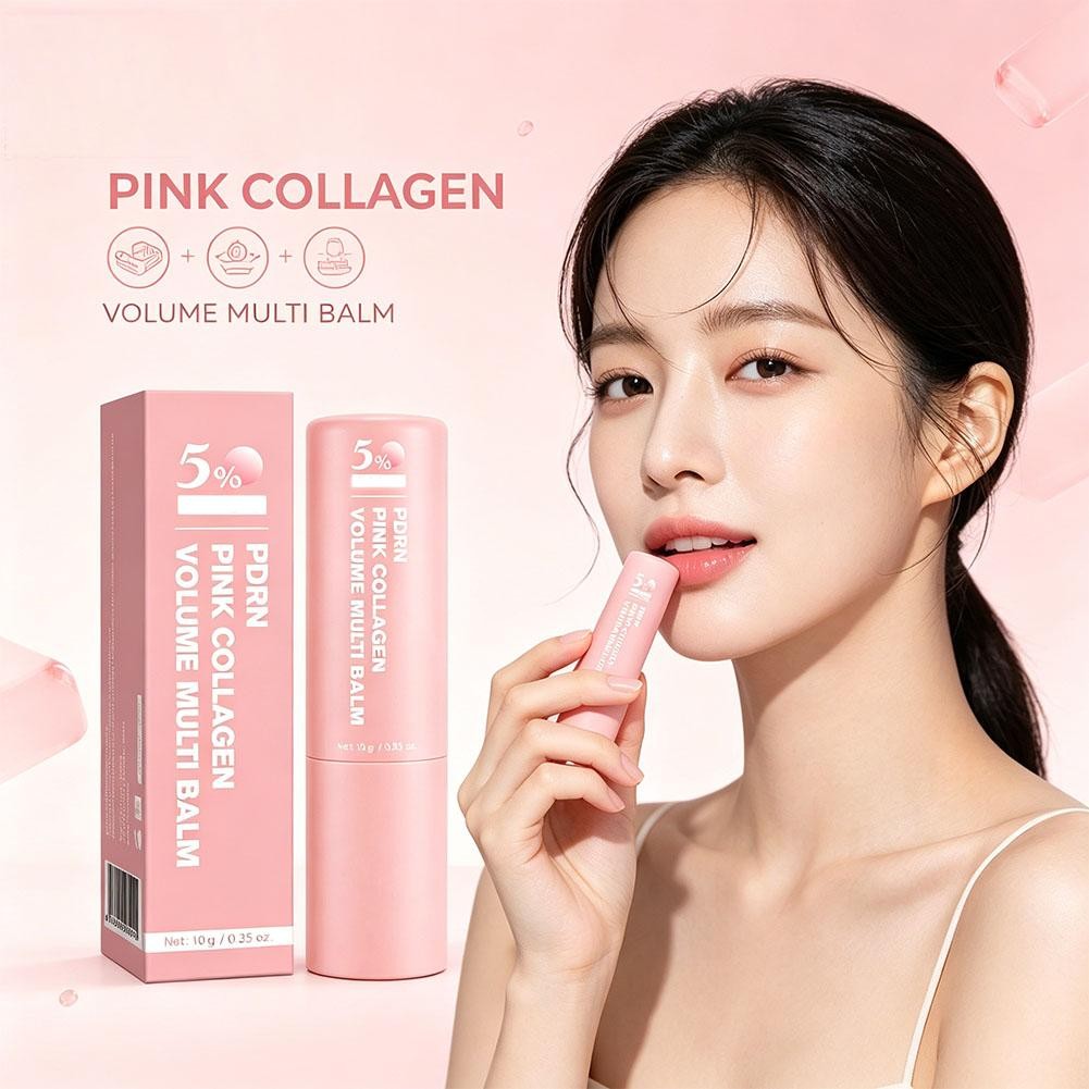 Pink Collagen Volume Multi Balm Stick – Wrinkle & Hydrating Stick for Face, Lips