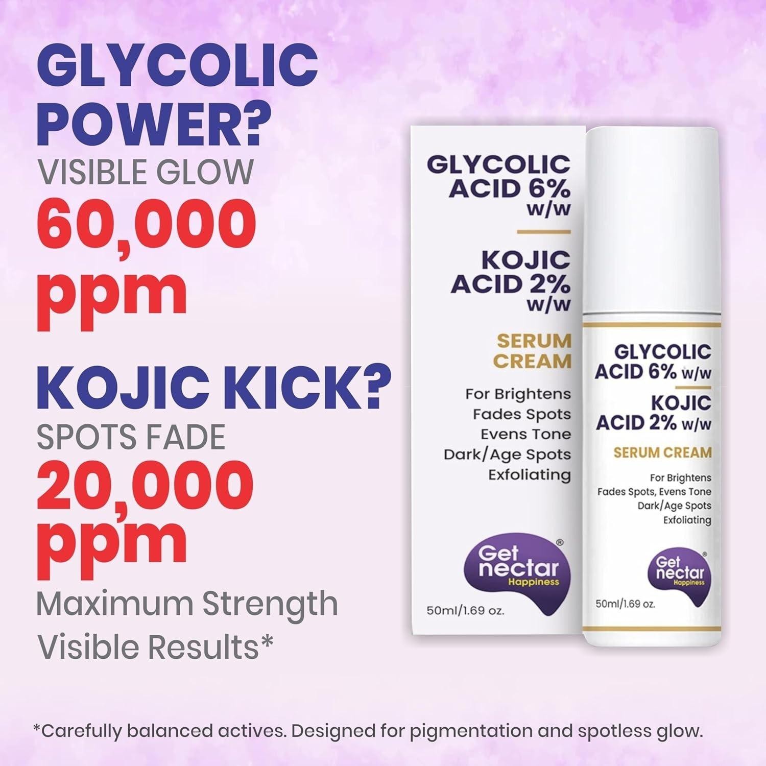 Nectaar Happiness 6% Glycolic & 2% Kojic Acid Serum Cream Dark spots 50 ml
