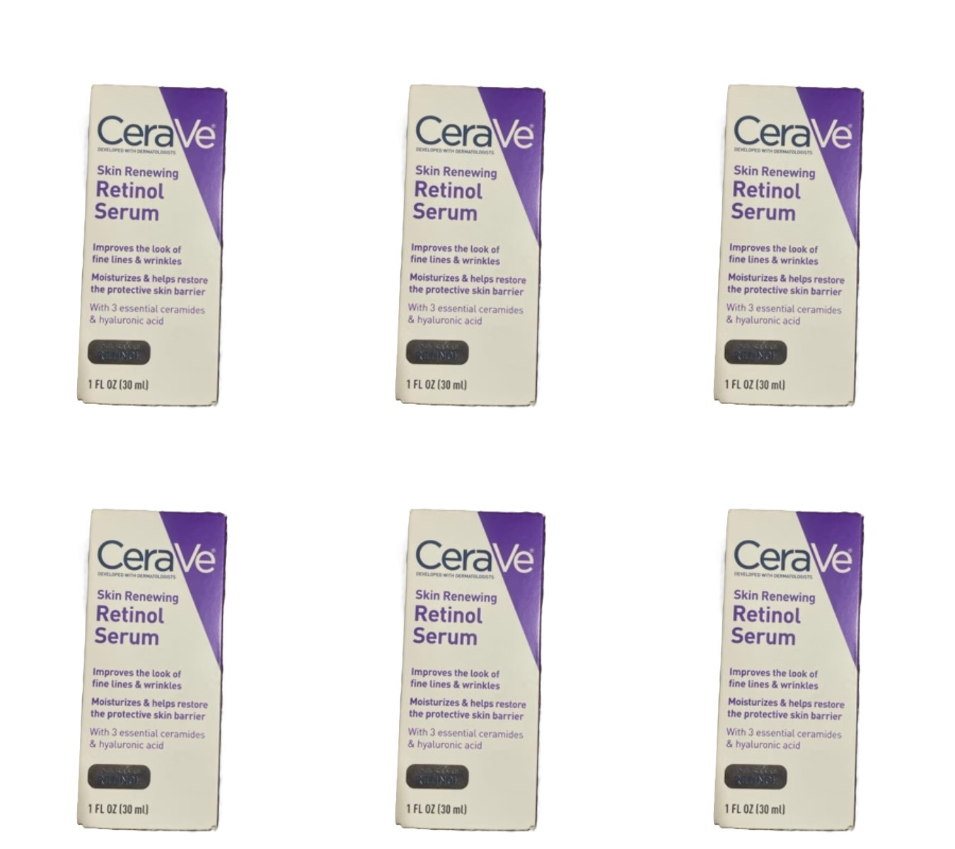 CeraVe Skin Renewing Retinol Face Serum 1 fl oz 30 mL Facial Serum 6 Pack