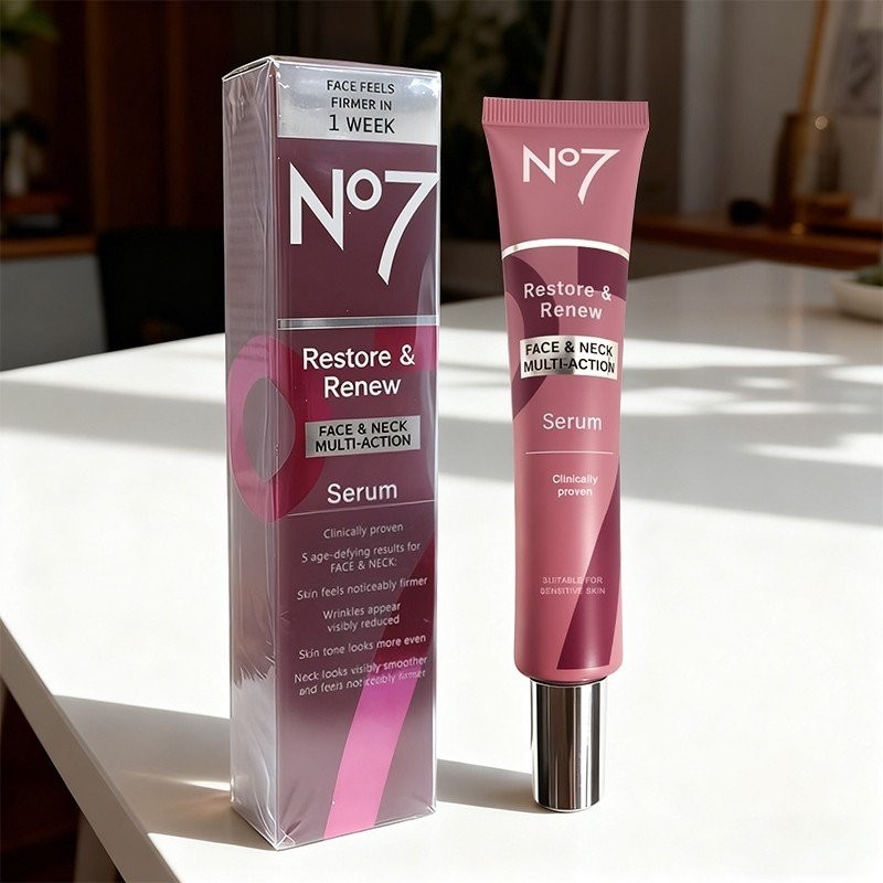 No7 Restore & Renew Multi Action Face and Neck Serum 1.69 / Oz 50M Free Shipping