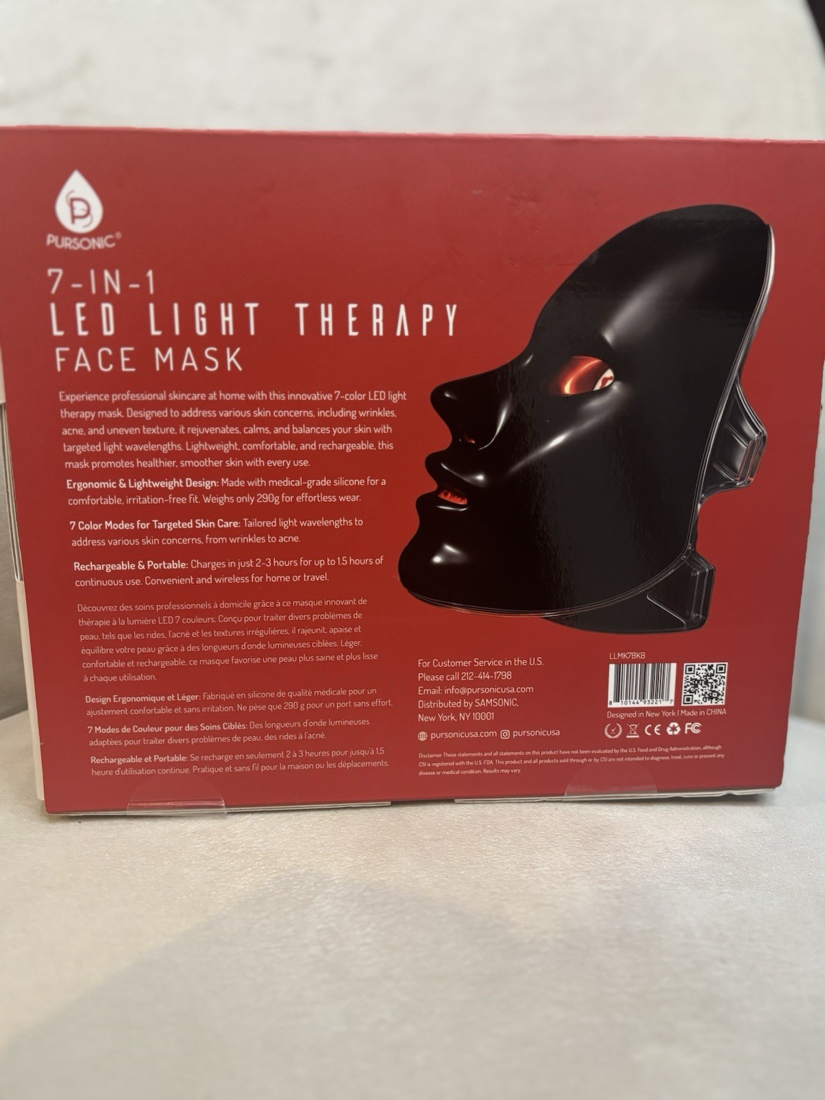 Pursonic 7-in-1 LED Face Mask Light Therapy Anti Aging Acne Skin Care Device
