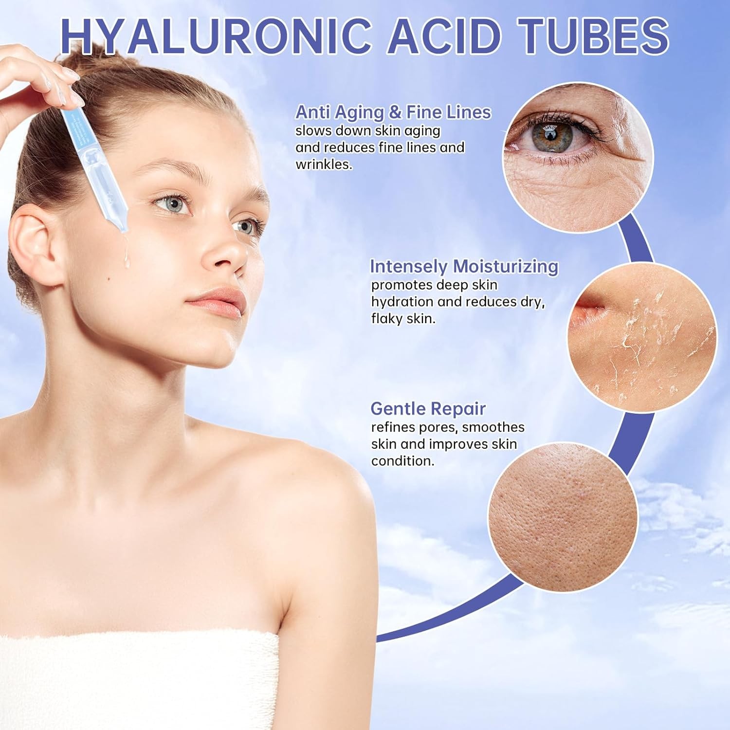 30 Pcs 5% Hyaluronic Acid Serum Ultra-Hydrating Vials, Hyaluronic Acid Tubes, Wa
