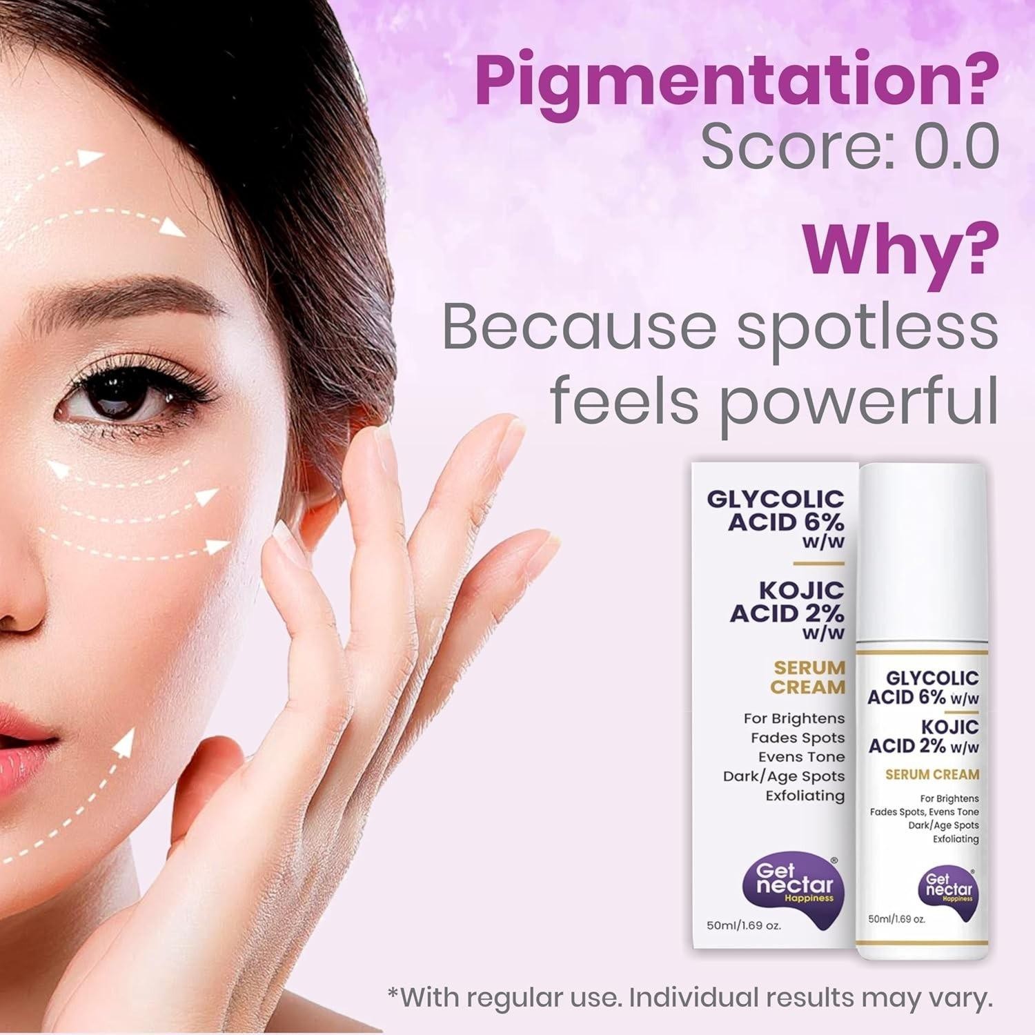 Nectaar Happiness 6% Glycolic & 2% Kojic Acid Serum Cream Dark spots 50 ml